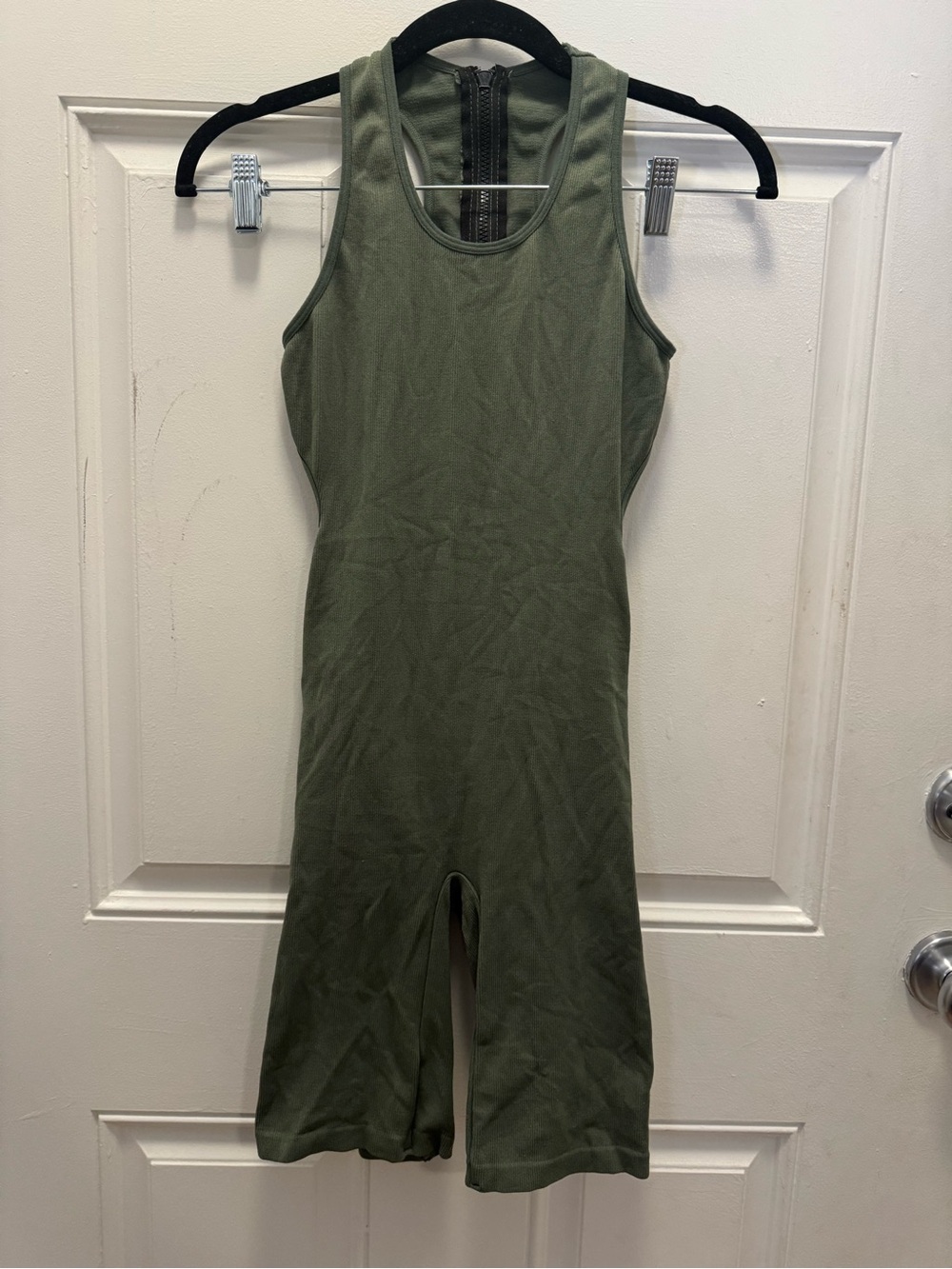 Sleeveless Olive Green Racerback Jumpsuit Romper 0482
